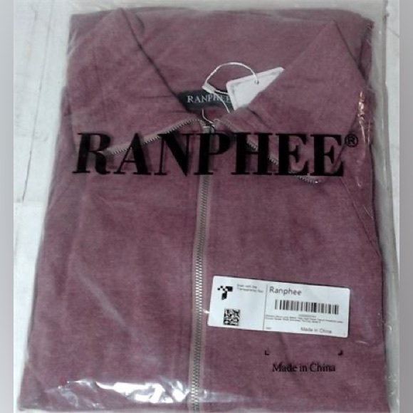 Ranphee Womens Lapel Zipper Loose Fit Long Sleeve Sweatshirt, Mauve sz M - Picture 2 of 3